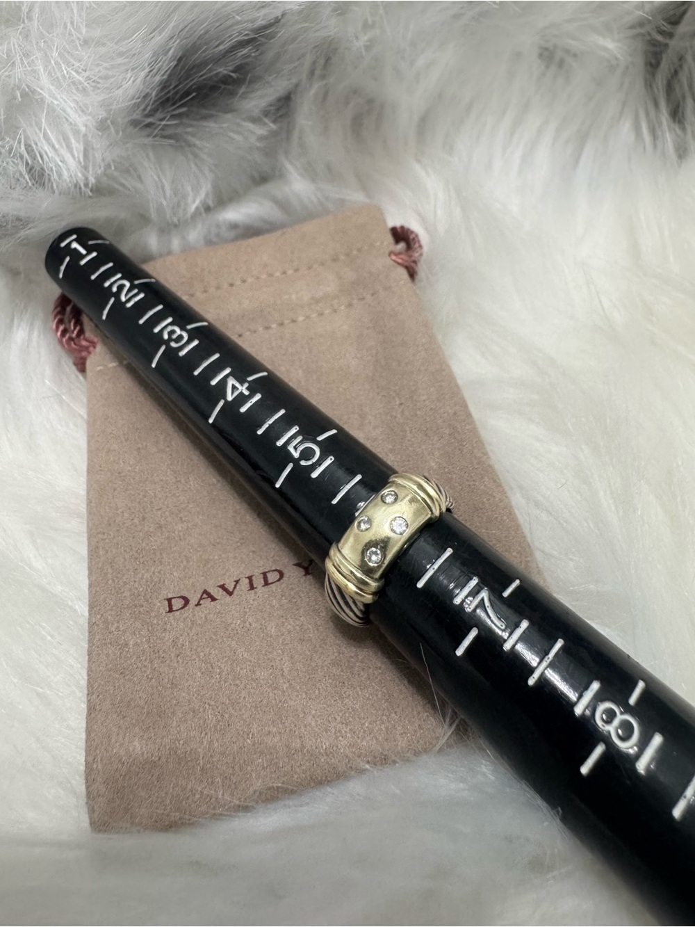 David Yurman .925 14K Gold Four (4) Diamond Metro Cable Ring Sz 6 - Picture 12 of 12